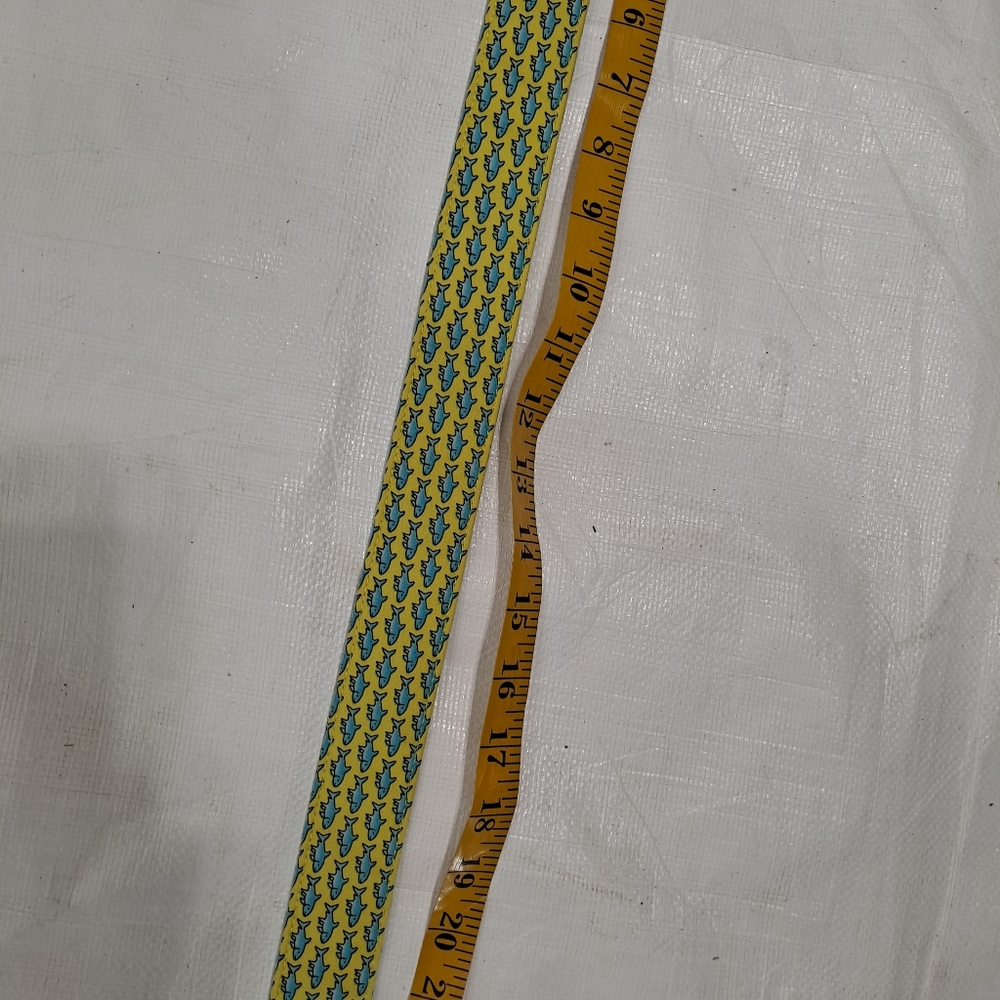 Vineyard Vines Blue Bone Fish Fabric Double DRing Belt - Picture 13 of 13